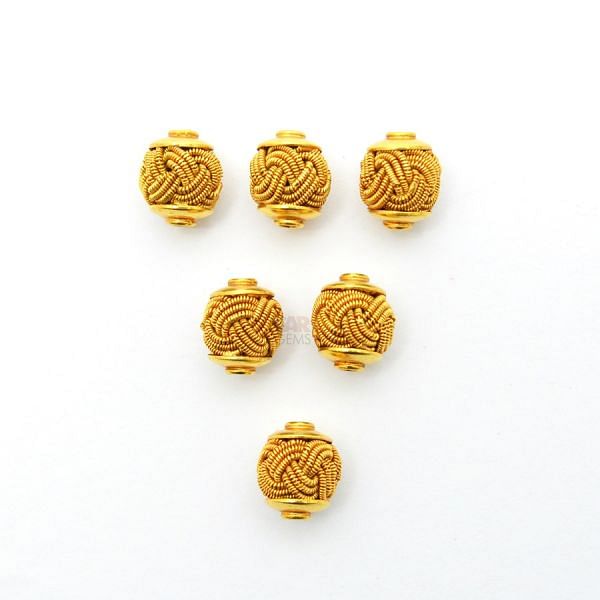 18K Solid Yellow Gold Fancy Oval Shape Spring Plain Finished 10,0X8,50mm Bead, SGTAN-0079, Sold By 1 Pcs.