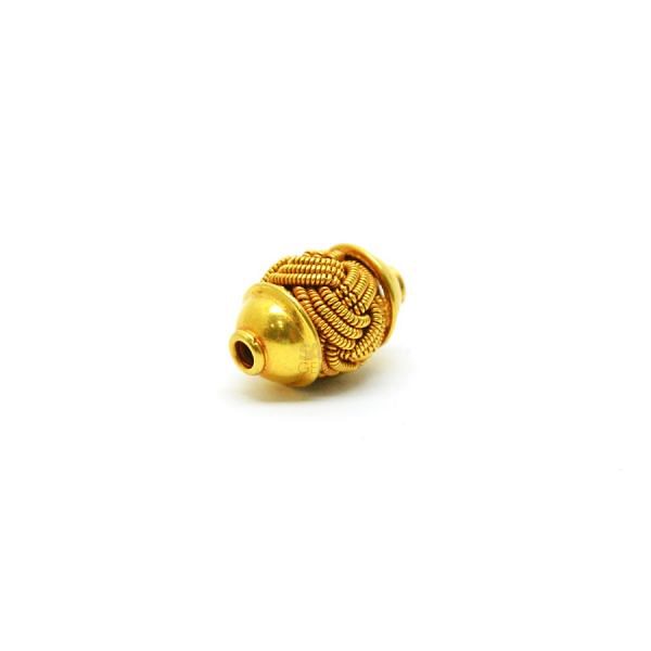 18K Solid Yellow Gold Fancy Oval Shape Spring Plain Finished 13,5X8,5mm Bead, SGTAN-0080, Sold By 1 Pcs.