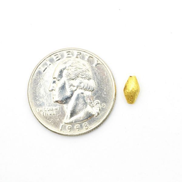 18K Solid Yellow Gold Drum Shape Matt Brushed Finished 8X4mm Bead, SGTAN-0085, Sold By 1 Pcs.
