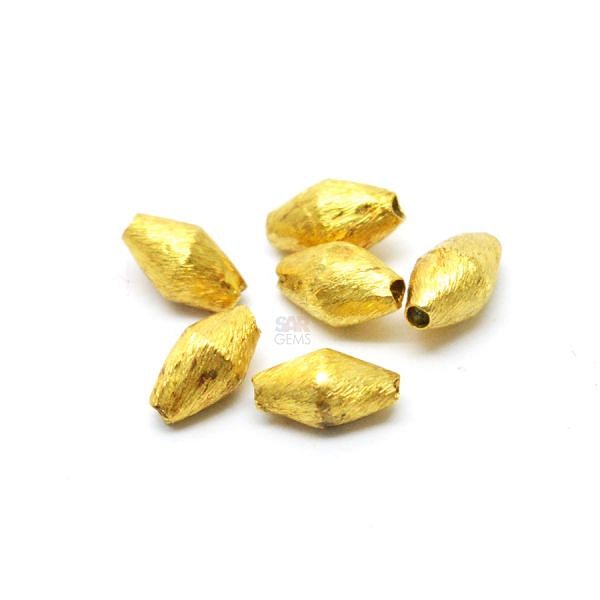 18K Solid Yellow Gold Drum Shape Matt Brushed Finished 8X4mm Bead, SGTAN-0085, Sold By 1 Pcs.