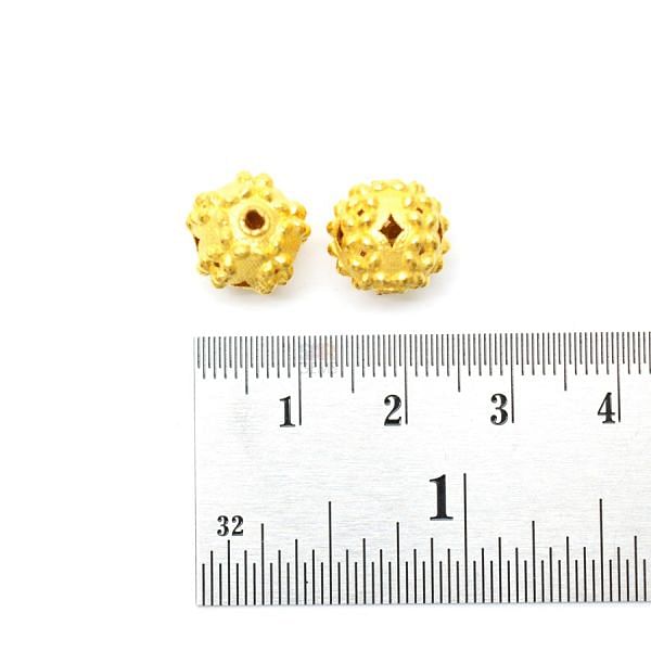 18K Solid Yellow Gold Round Shape Textured Finished 11mm Bead, SGTAN-0087, Sold By 1 Pcs.