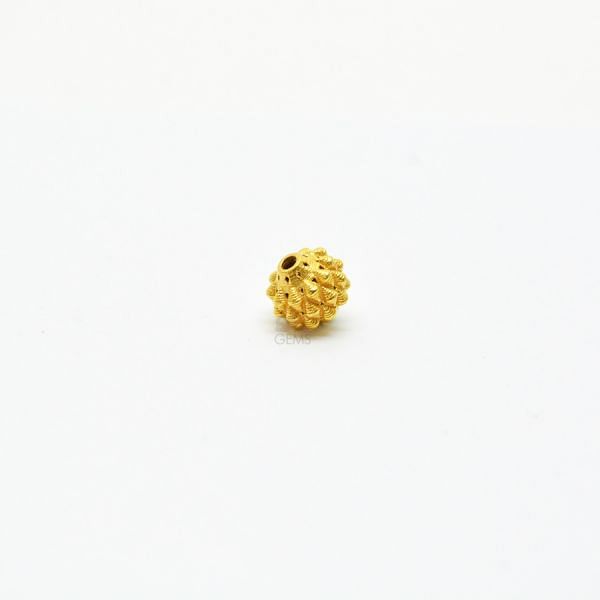 18K Solid Yellow Gold Roundel Shape Textured Finished 8X8,60mm Bead, SGTAN-0092, Sold By 1 Pcs.