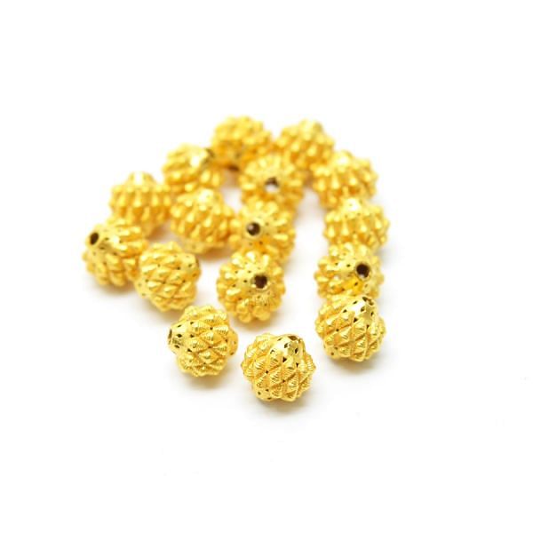 18K Solid Yellow Gold Roundel Shape Textured Finished 8X8,60mm Bead, SGTAN-0092, Sold By 1 Pcs.