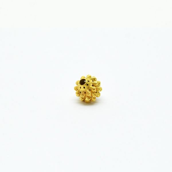 18K Solid Yellow Gold Roundel Shape Textured Finished 7X6,50mm Bead, SGTAN-0097, Sold By 1 Pcs.