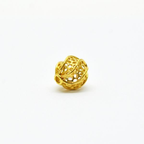18K Solid Yellow Gold Oval Shape Textured Finished 9X8mm Bead, SGTAN-0099, Sold By 1 Pcs.