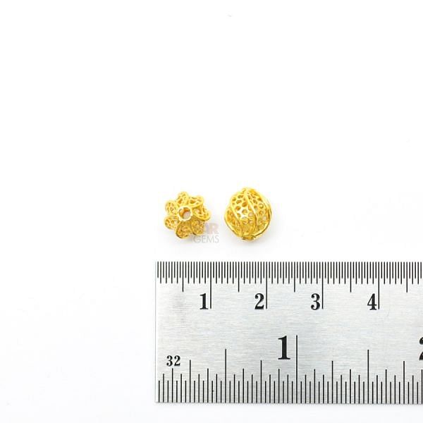 18K Solid Yellow Gold Oval Shape Textured Finished 9X8mm Bead, SGTAN-0099, Sold By 1 Pcs.