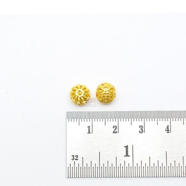 18K Solid Yellow Gold Roundel Shape Textured Finished 7,5X8mm Bead, SGTAN-0101, Sold By 1 Pcs.