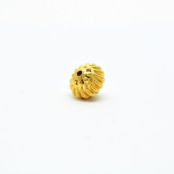 18K Solid Yellow Gold Roundel Shape Textured Finished 11X9mm Bead, SGTAN-0103, Sold By 1 Pcs.