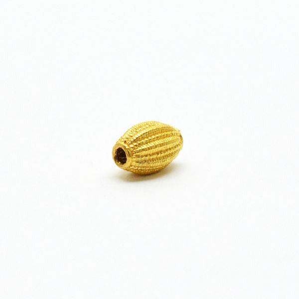 18K Solid Yellow Gold Oval Shape Textured Finished 7,5X5mm Bead, SGTAN-0107, Sold By 1 Pcs.