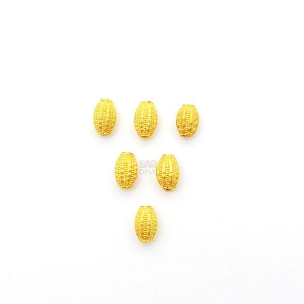 18K Solid Yellow Gold Oval Shape Textured Finished 7,5X5mm Bead, SGTAN-0107, Sold By 1 Pcs.