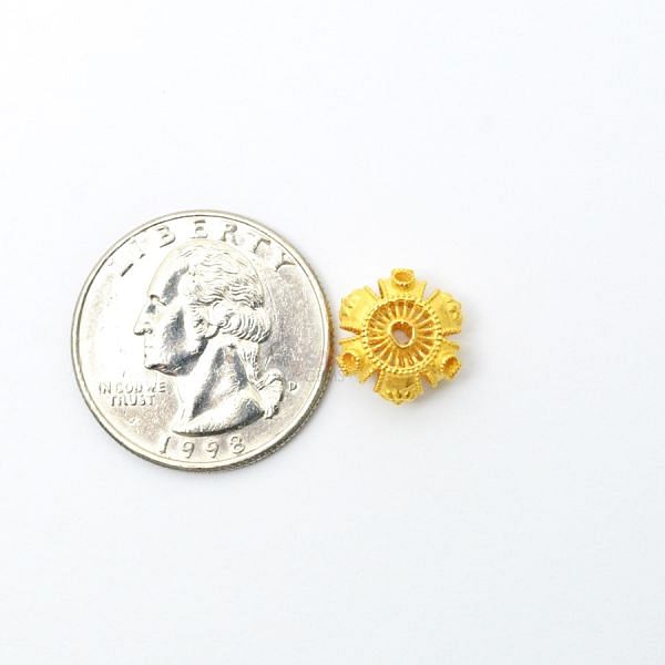 18K Solid Yellow Gold Roundel Shape Textured Finished 9X7,50mm Bead, SGTAN-0114, Sold By 1 Pcs.