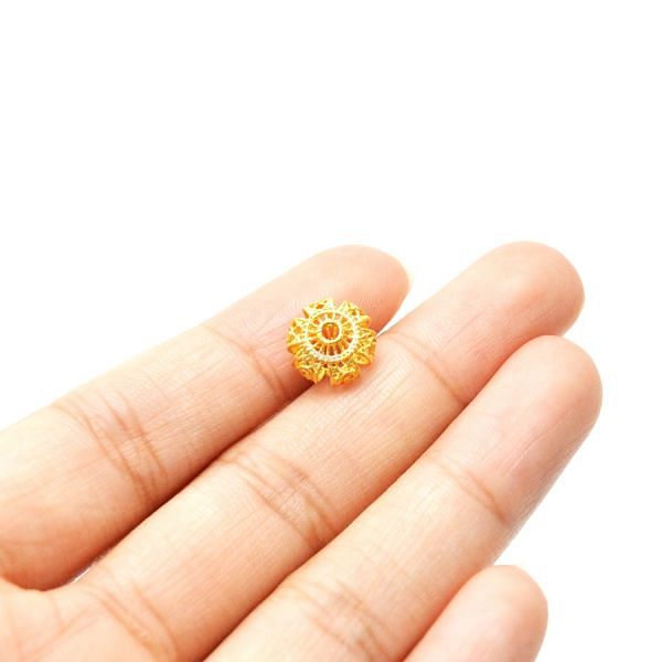 18K Solid Yellow Gold Roundel Shape Textured Finished, 9X6mm Plain Bead, SGTAN-0115, Sold By 1 Pcs.