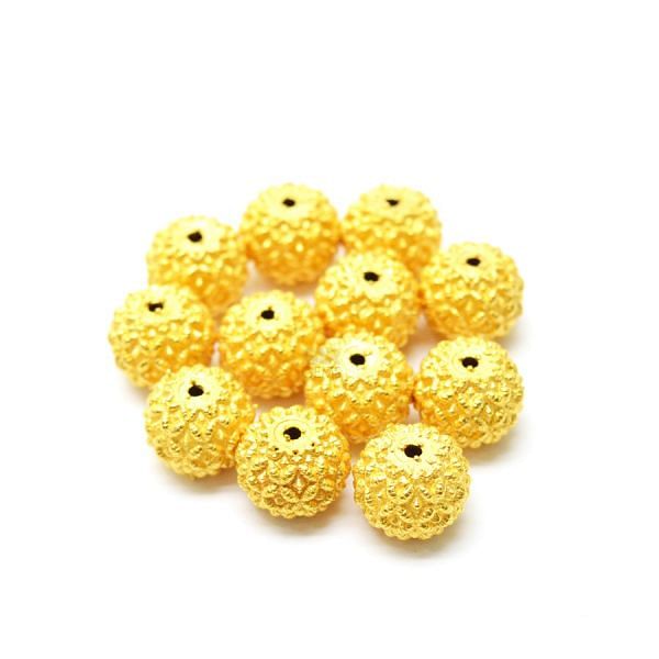 18K Solid Yellow Gold Roundel Shape Textured Finished 10X12mm Bead, SGTAN-0116, Sold By 1 Pcs.