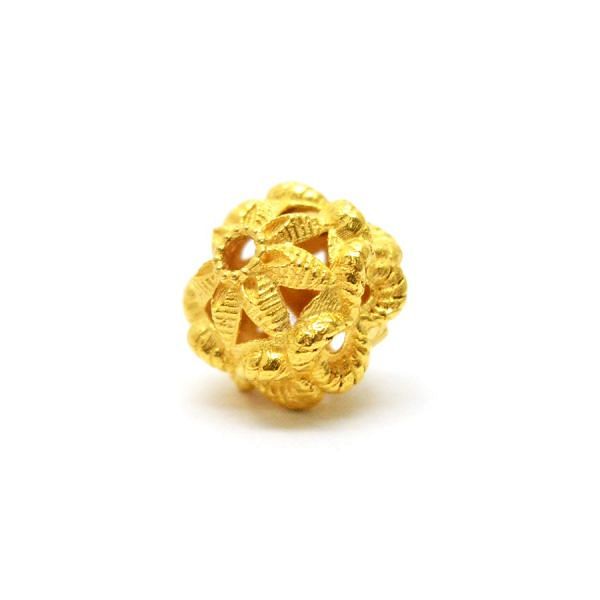 18K Solid Yellow Gold Roundel Shape Textured Finished 8,50X9mm Plain Bead, SGTAN-0119, Sold By 1 Pcs.