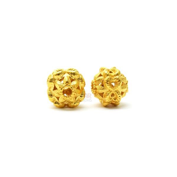 18K Solid Yellow Gold Roundel Shape Textured Finished 7,5X7mm Bead, SGTAN-0120, Sold By 1 Pcs.