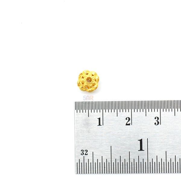 18K Solid Yellow Gold Roundel Shape Textured Finished 7,5X7mm Bead, SGTAN-0120, Sold By 1 Pcs.