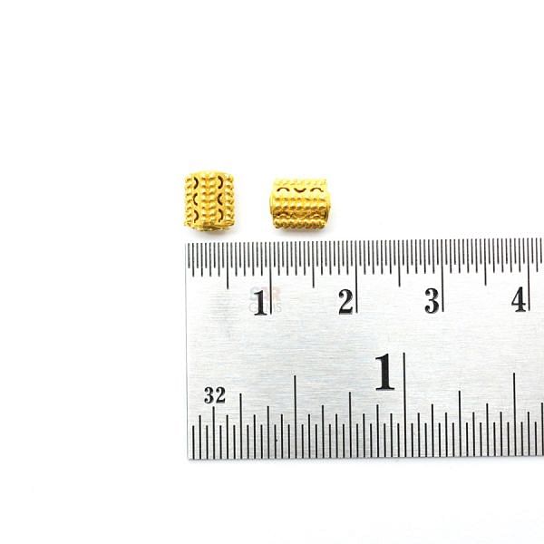 18K Solid Yellow Gold Fancy Drum Shape Textured Finished 7X6mm Bead, SGTAN-0124, Sold By 1 Pcs.