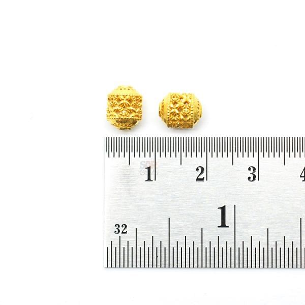 18K Solid Yellow Gold Drum Shape Plain Wire 8,5X6,5mm Bead, SGTAN-0128, Sold By 1 Pcs.