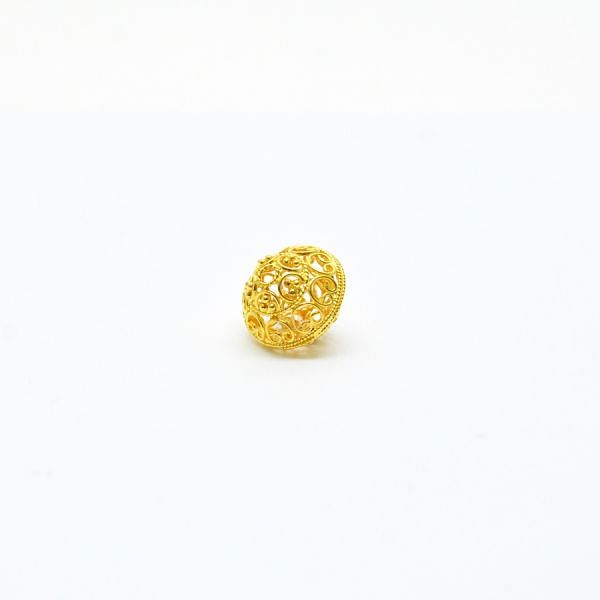 18K Solid Yellow Gold Drum Shape Plain Textured Finishing  12X14 mm Bead, SGTAN-0129, Sold By 1 Pcs.