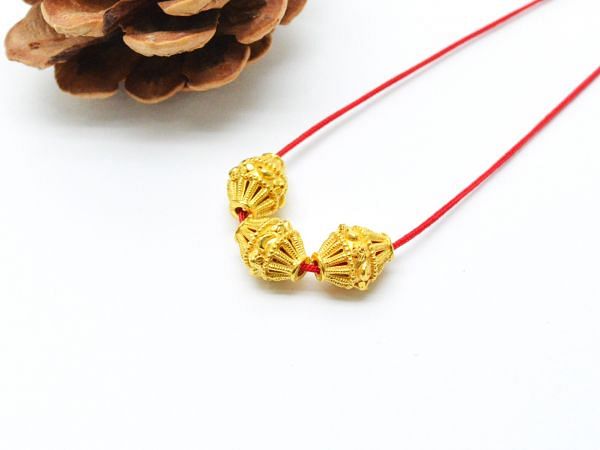 18K Solid Yellow Gold Fancy Drum  Shape  Textured Finishing  10X8 mm Bead, SGTAN-0135, Sold By 1 Pcs.