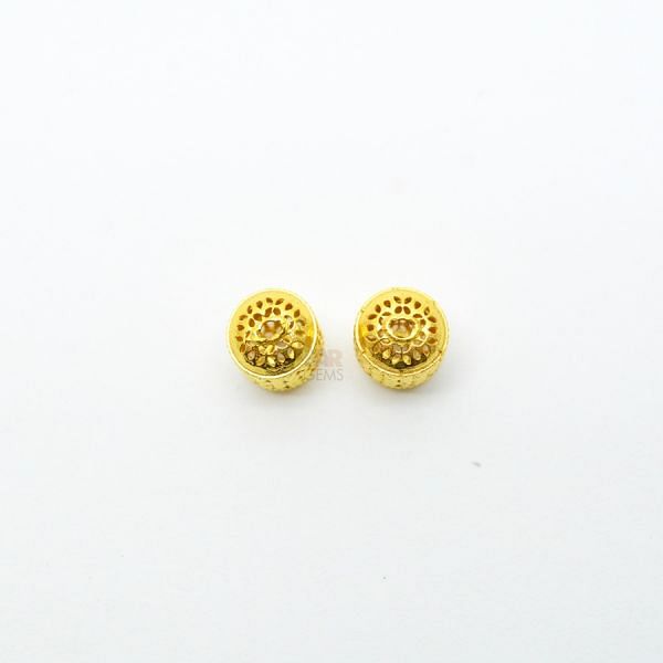 18K Solid Yellow Gold  Drum  Shape  Plain Textured Finishing  10X8 mm Bead, SGTAN-0139, Sold By 1 Pcs.