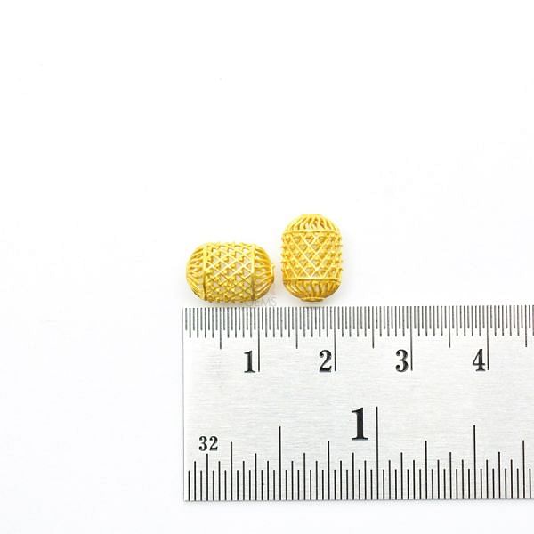 18K Solid Yellow Gold Drum Shape  Plain Textured Finishing  11X8 mm Bead, SGTAN-0149, Sold By 1 Pcs.
