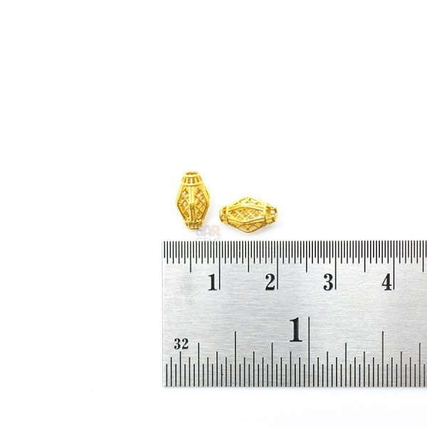 18K Solid Yellow Gold  Rice Drum Shape Plain Wire 6,8 mm Bead, SGTAN-0152, Sold By 1 Pcs.