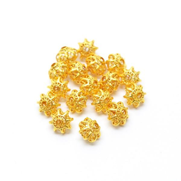 18K Solid Yellow Gold Roundel Shape  Plain Wire Finishing 7X6 mm Bead, SGTAN-0153, Sold By 1 Pcs.