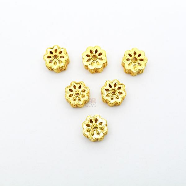 18K Solid Yellow Gold Drum Shape  Plain Wire Finishing 9X6 mm Bead, SGTAN-0154, Sold By 1 Pcs.