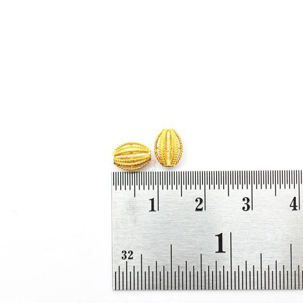 18K Solid Yellow Gold Oval Shape Textured Finishing 6X8mm Bead, SGTAN-0161, Sold By 1 Pcs.
