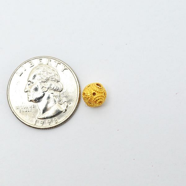 18K Solid Yellow Gold Roundel Shape Plain Textured Finishing 8X8mm Bead, SGTAN-0163, Sold By 1 Pcs.
