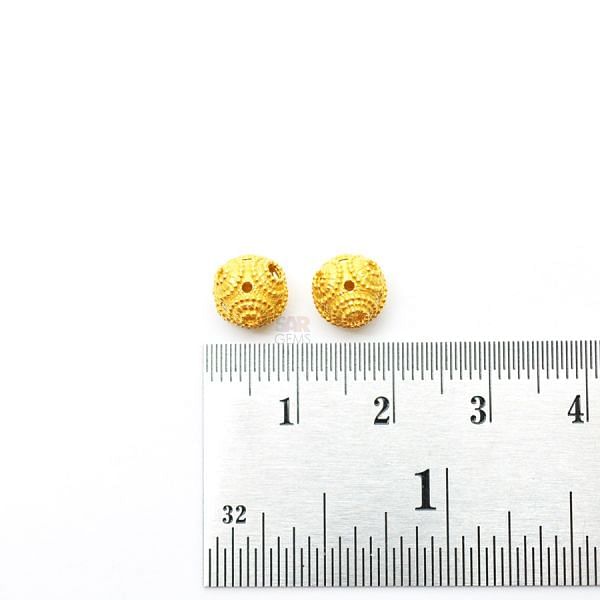 18K Solid Yellow Gold Roundel Shape Plain Textured Finishing 8X8mm Bead, SGTAN-0163, Sold By 1 Pcs.