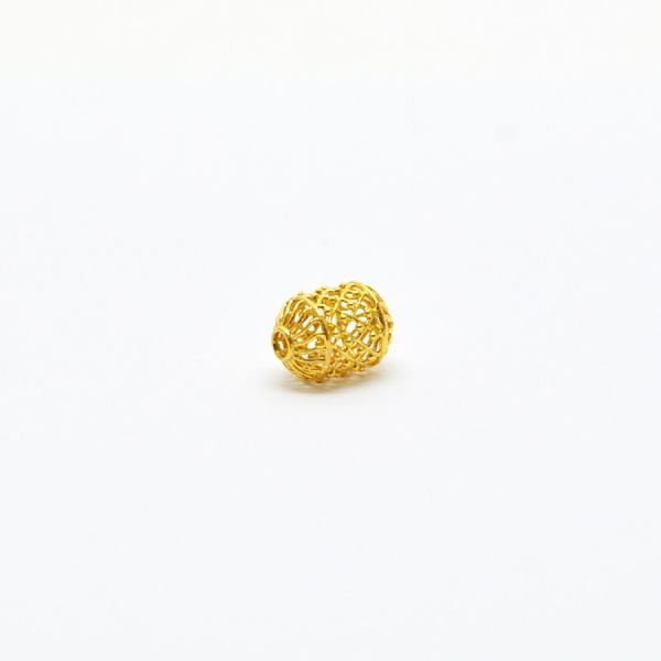 18K Solid Yellow Gold Drum Shape Plain Textured Finishing 9X6mm Bead, SGTAN-0167, Sold By 1 Pcs.