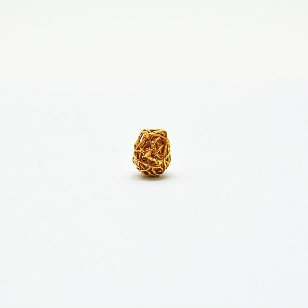 18K Solid Yellow Gold Drop Net Shape Wire Plain Finishing 9X7mm Bead, SGTAN-0199, Sold By 1 Pcs.