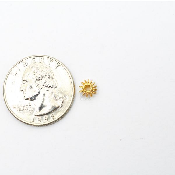 18K Solid Yellow Gold Fancy Flower Shape Plain Finishing 6X4mm Bead, SGTAN-0203, Sold By 1 Pcs.