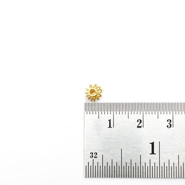 18K Solid Yellow Gold Fancy Flower Shape Plain Finishing 6X4mm Bead, SGTAN-0203, Sold By 1 Pcs.