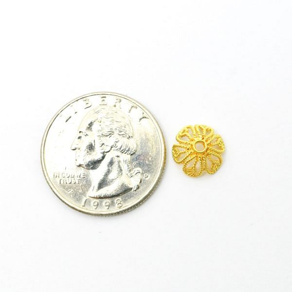 18K Solid Yellow Gold Flower Cap Shape Plain Finishing 10X5mm Bead, SGTAN-0218, Sold By 1 Pcs.