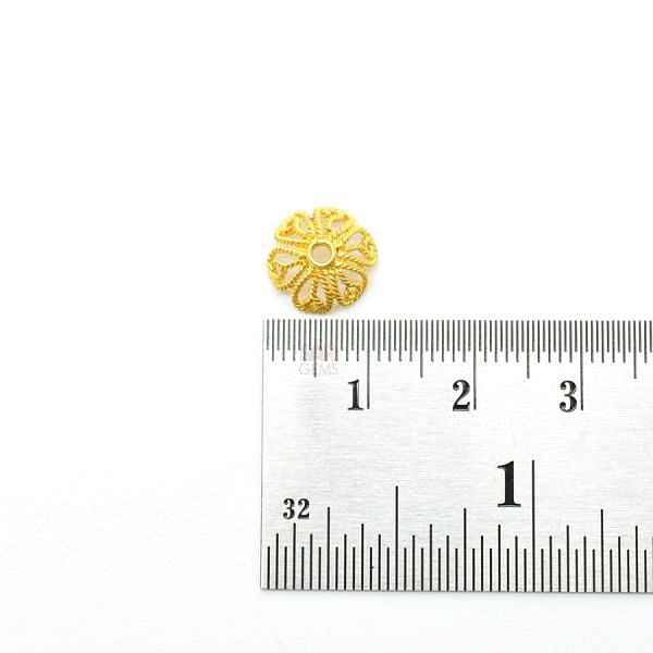 18K Solid Yellow Gold Flower Cap Shape Plain Finishing 10X5mm Bead, SGTAN-0218, Sold By 1 Pcs.