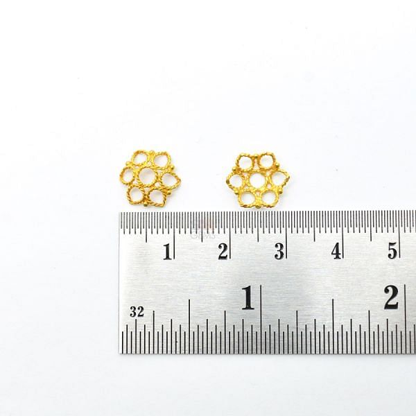 18K Solid Yellow Gold Flower Cap Shape Plain Finishing 11X4mm Bead, SGTAN-0223, Sold By 1 Pcs.