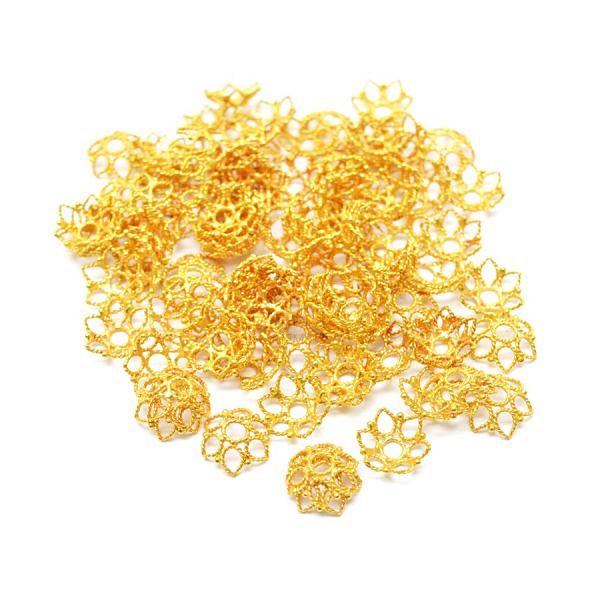 18K Solid Yellow Gold Flower Cap Shape Plain Finishing 11X4mm Bead, SGTAN-0223, Sold By 1 Pcs.