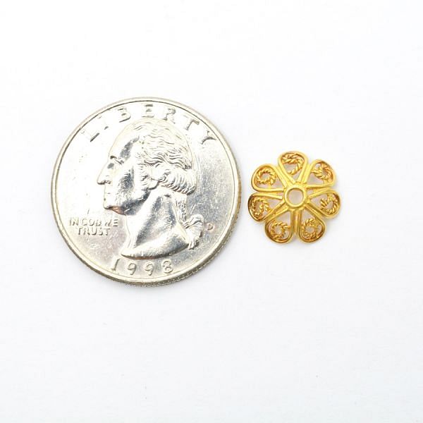 18K Solid Yellow Gold Flower Cap Shape Plain Finishing 12X4mm Bead, SGTAN-0224, Sold By 1 Pcs.