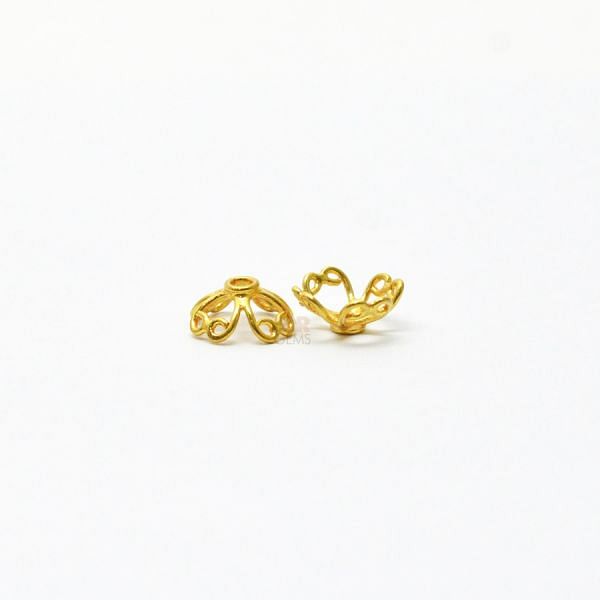18K Solid Yellow Gold Flower Shape Plain Finished 9x4mm Bead, SGTAN-0225, Sold By 1 Pcs.