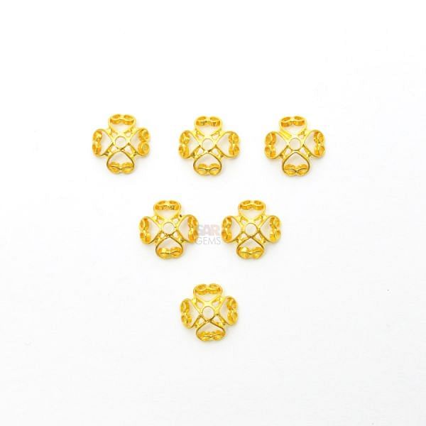 18K Solid Yellow Gold Flower Cap Shape Plain Finishing 9X3mm Bead, SGTAN-0228, Sold By 1 Pcs.