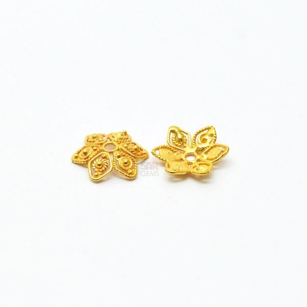18K Solid Yellow Gold Flower Cap Shape Plain Finishing 11,2mm Bead, SGTAN-0229, Sold By 1 Pcs.