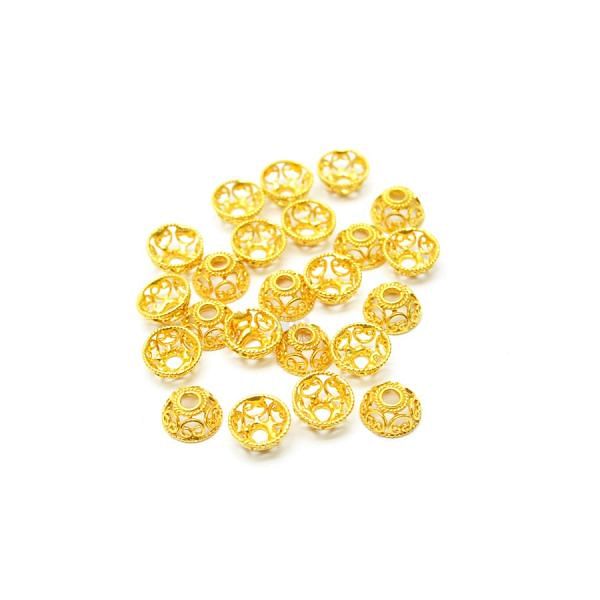 18K Solid Yellow Gold Flower Cap Shape Plain Finishing 7,5X4mm Bead, SGTAN-0230, Sold By 1 Pcs.
