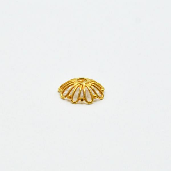 18K Solid Yellow Gold Flower Cap Shape Plain Finishing 3X11mm Bead, SGTAN-0232, Sold By 1 Pcs.