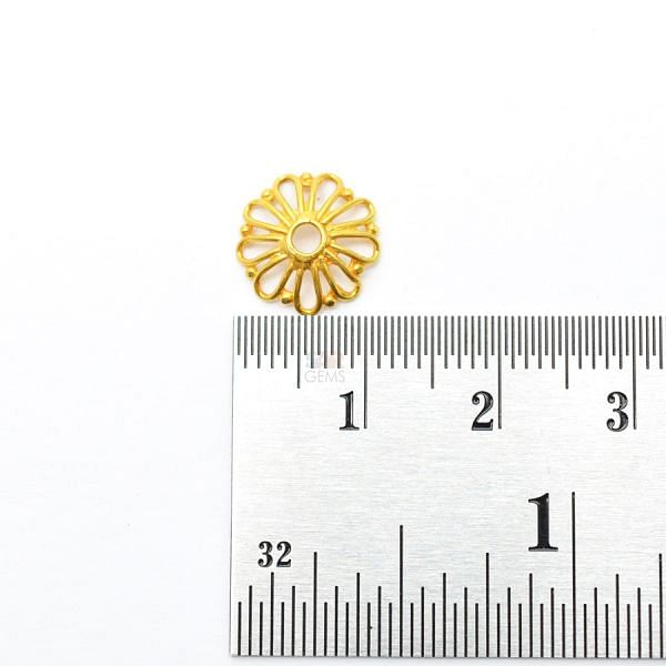 18K Solid Yellow Gold Flower Cap Shape Plain Finishing 3X11mm Bead, SGTAN-0232, Sold By 1 Pcs.
