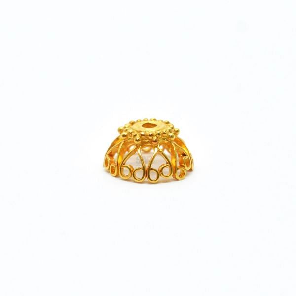 18K Solid Yellow Gold Flower Cap Shape Plain Finishing 11X5mm Bead, SGTAN-0233, Sold By 1 Pcs.