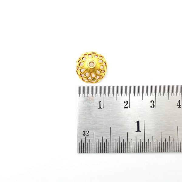 18K Solid Yellow Gold Flower Cap Shape Plain Finishing 12X7mm Bead, SGTAN-0234, Sold By 1 Pcs.