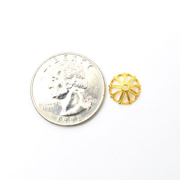 18K Solid Yellow Gold Flower Cap Shape Plain Finishing 11,4mm Bead, SGTAN-0235, Sold By 1 Pcs.